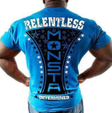NEW Mens Graphic T MONSTA Bodybuilding Wear RELENTLESS BLUE TShirt Gym Clothing