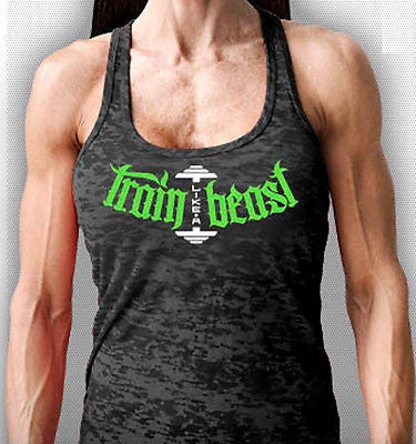 NEW Womens Workout Wear MONSTA Train Bodybuilding Racerback Soft & Thin Tank Top