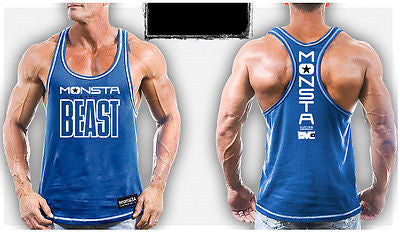 Mens Workout MONSTA Bodybuilding Gym Clothing Unleash Beast Racerback Tank Top