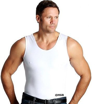 INSTASLIM Compression Muscle Tank Top Mens Slimming Shirt WHITE All Sizes NEW