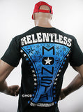 NEW Men T SHIRT MONSTA Bodybuilding Wear RELENTLESS BLACK T-Shirt Gym Clothing