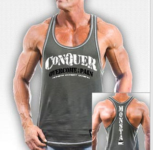 NEW Mens Workout MONSTA Bodybuilding Clothing CONQUER Racerback Tank Top USAmade