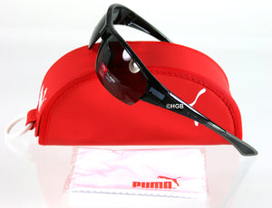 PUMA PU14705A Black Sport Wrap Semi-rimless Polarized Sunglasses GreyLens UNISEX
