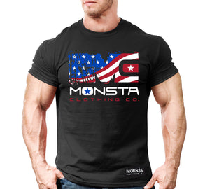 NEW Mens Graphic T MONSTA Bodybuilding Clothing USA Unleash Savage Aggression